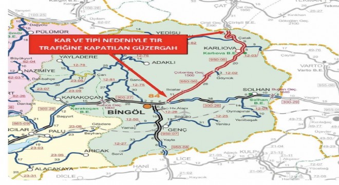 Bingöl - Erzurum karayolu tır trafiğine kapatıldı